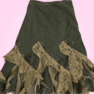 Green Button Lace Skirt